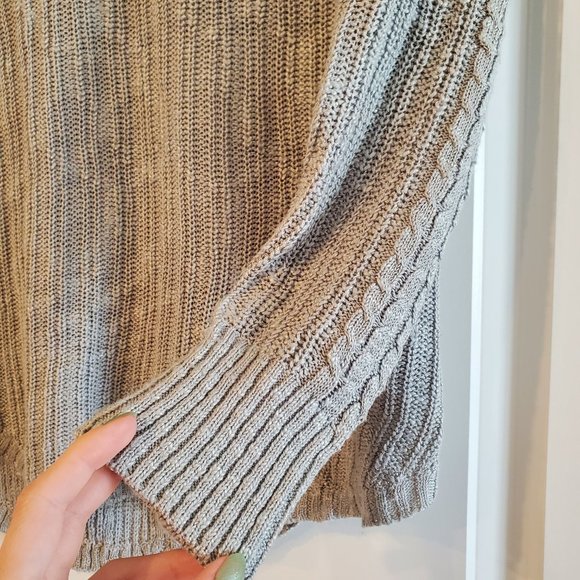 Grey sweater with braid detail on sleeves Pink Republic Size Large - Picture 7 of 10